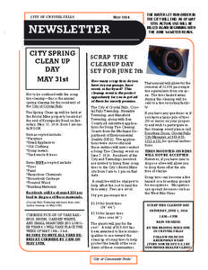 CITY OF CRYSTAL FALLS  MAY 2014 NEWSLETTER CITY SPRING