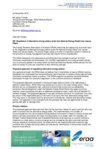Energy Retailers Association of Australia Suite 3, Level 5, 189 Kent Street, SYDNEY NSW 2000 T[removed]W www.eraa.com.au 22 November 2013 Ms Jacqui Thorpe