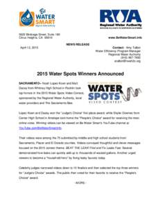 Microsoft Word - News Release Water Spots Winners Announced DRAFTdocx