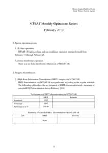 GMS Monthly Operations Report