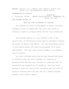 PRESENT: Carrico, C.J., Compton, Lacy, Hassell, Koontz, and Kinser, JJ., and Stephenson, Senior Justice COMMONWEALTH OF VIRGINIA v.  Record No[removed]