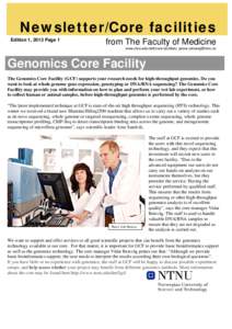 Newsletter/Core facilities Edition 1, 2013 Page 1 from The Faculty of Medicine www.ntnu.edu/dmf/core-facilities| 