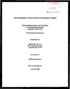 Title: Robust Summaries & Test Plans: Propargyl Alchohol; Revised Test Plan