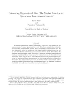 Measuring Reputational Risk: The Market Reaction to Operational Loss Announcements