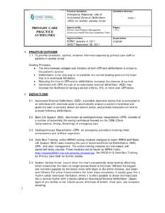 Practice Guideline:  Emergency Response: Use of Automated External Defibrillator (AED) for Sudden Cardiac Arrest