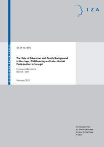 The Role of Education and Family Background in Marriage, Childbearing and Labor Market Participation in Senegal