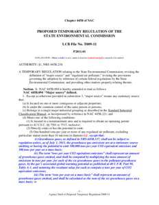 Chapter 445B of NAC  PROPOSED TEMPORARY REGULATION OF THE STATE ENVIRONMENTAL COMMISSION LCB File No. T009-11 P2011-01