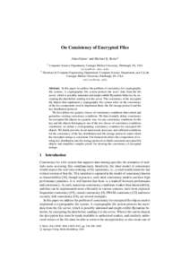 On Consistency of Encrypted Files Alina Oprea1 and Michael K. Reiter2 1