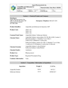 Sagent Pharmaceuticals, Inc.  Ampicillin and Sulbactam for Injection, USP  Material Safety Data Sheet (MSDS)