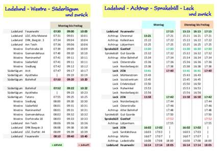 -  Ladelund - Westre - Süderlügum Ladelund - Achtrup - Sprakebüll - Leck und zurück