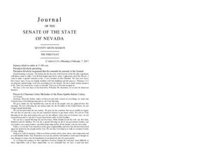 Journal OF THE SENATE OF THE STATE OF NEVADA SEVENTY-SIXTH SESSION