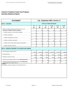 FC 19 - Intensive Treatment Foster Care Program Quarterly Statistical Report, Jul-Sep03 V2