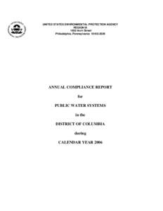 Annual Compliance Report for Public Water Systems in the District of Columbia during Calendar Year 2006