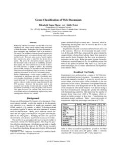 Genre Classification of Web Documents