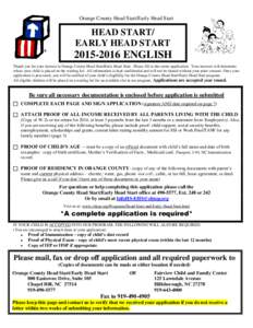 Orange County Head Start/Early Head Start  HEAD START/ EARLY HEAD STARTENGLISH