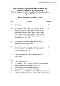 SC(4)(XRL) Paper No.: W1(C)  Select Committee to Inquire into the Background of and Reasons for the Delay of the Construction of the Hong Kong section of the Guangzhou-Shenzhen-Hong Kong Express Rail Link