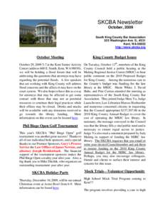 SKCBA Newsletter October, 2009 South King County Bar Association 325 Washington Ave. S., #331 Kent, WA[removed]http://www.skcba.org