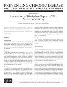 VOLUME 7: NO. 6, A127  NOVEMBER 2010 ORIGINAL RESEARCH  Association of Workplace Supports With