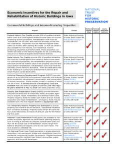 Economic Incentives for the Repair and Rehabilitation of Historic Buildings in Iowa Commercial Buildings and Income-Producing Properties Program  Contact