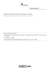 Charles Samaran  Quand Léopold Delisle cherchait un emploi.