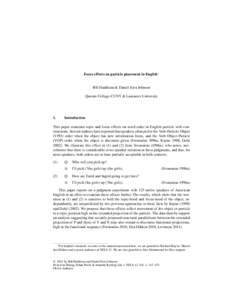 Focus effects on particle placement in English⇤ Bill Haddican & Daniel Ezra Johnson Queens College-CUNY & Lancaster University 1.