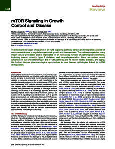 mTOR Signaling in Growth Control and Disease