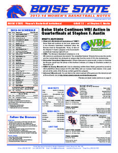 [removed]women’s Basketball Notes Release Date: March 21, 2014 Boise State - Women’s Basketball Invitational	GAME 32 | at Stephen F. Austin[removed]Schedule