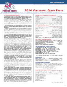 Twitter: @FresnoStateVB / @FSAthletics; Facebook: FresnoStateVB / FresnoStateAthletics; Instagram: FresnoStateAthletics[removed]Volleyball Quick Facts Volleyball Contact: Geoff Thurner - Assistant Director • [removed]