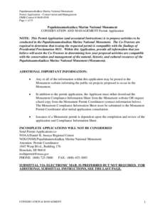 Papahānaumokuākea Marine National Monument Permit Application – Conservation and Management OMB Control # [removed]Page 1 of 25  Papahānaumokuākea Marine National Monument