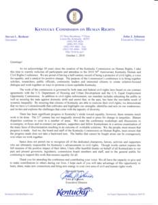 KENTUCKY COMMISSION ON HUMAN RIGHTS Steven L. Beshear 332 West Broadway, 7th Floor  Governor