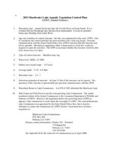 a[removed]Hardwater Lake Aquatic Vegetation Control Plan LDWF, Inland Fisheries  1.