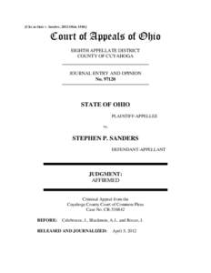 [Cite as State v. Sanders, 2012-Ohio[removed]Court of Appeals of Ohio EIGHTH APPELLATE DISTRICT COUNTY OF CUYAHOGA