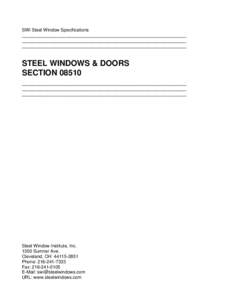 SWI Steel Window Specifications _________________________________________________________________ _________________________________________________________________ ________________________________________________________