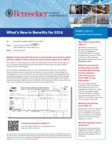 DIVISION OF HUMAN RESOURCES What’s New in Benefits for 2016 To: