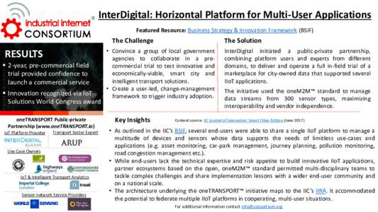InterDigital: Horizontal Platform for Multi-User Applications Featured Resource: Business Strategy & Innovation Framework (BSIF) The Challenge  RESULTS