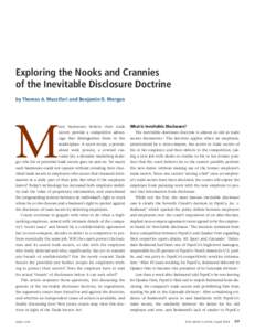 Exploring the Nooks and Crannies of the Inevitable Disclosure Doctrine by Thomas A. Muccifori and Benjamin D. Morgan M