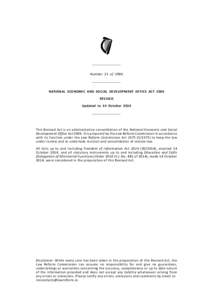 Number 21 of[removed]NATIONAL ECONOMIC AND SOCIAL DEVELOPMENT OFFICE ACT 2006 REVISED Updated to 14 October 2014