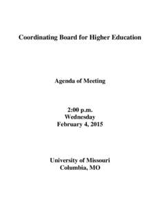 Coordinating Board for Higher Education  Agenda of Meeting 2:00 p.m. Wednesday