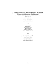 Circuit complexity / FO / ACC0 / AC0 / DLOGTIME / BIT predicate / Computational complexity theory / AC / TC0 / Theoretical computer science / Applied mathematics / Complexity classes