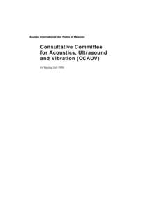 CCAUV : Report of the 1st meeting (1999)