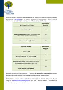 En este documento le informamos de los beneficios fiscales (deducciones) de los que se podrá beneficiar y que contempla la leypara los donativos efectuados por personas físicas o jurídicas cuando se realizan 