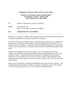 SUPREME COURT OF THE STATE OF NEW YORK APPELLATE DIVISION, FIRST DEPARTMENT 41 MADISON AVENUE - 39th FLOOR NEW YORK, NEW YORK[removed]TO: