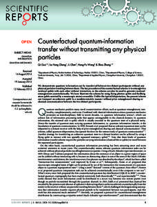 OPEN SUBJECT AREAS: QUANTUM INFORMATION QUANTUM MECHANICS