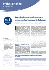 Assessing international democracy assistance: Key lessons and challenges - ODI Project Briefings 14 - Briefing papers