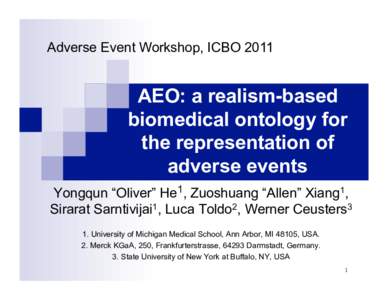 Adverse Event Workshop, ICBOAEO: a realism-based biomedical ontology for the representation of adverse events