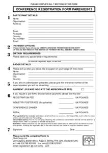 PLEASE COMPLETE ALL 7 SECTIONS OF THIS FORM  CONFERENCE REGISTRATION FORM PARENG2015 1