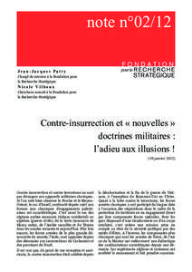 note n°02/12 Jean-Jacques Patry Chargé de mission à la Fondation pour la Recherche Stratégique  Nicole Vilboux