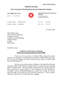 CB[removed])  香港特別行政區政府 The Government of the Hong Kong Special Administrative Region 房屋及規劃㆞政局( 房屋及規劃㆞政局(房屋)