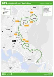 849 (morning) School Route Map  effective 27 October 2014 Legend