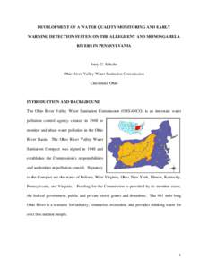 Development of a water quality monitoring and early warning detection system on the Allegheny and Monongahela Rivers in Pennsylvania